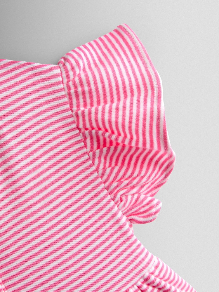 JoJo Maman Bébé Pink Daisy Appliqué Button Front Dress - Image 5 of 5