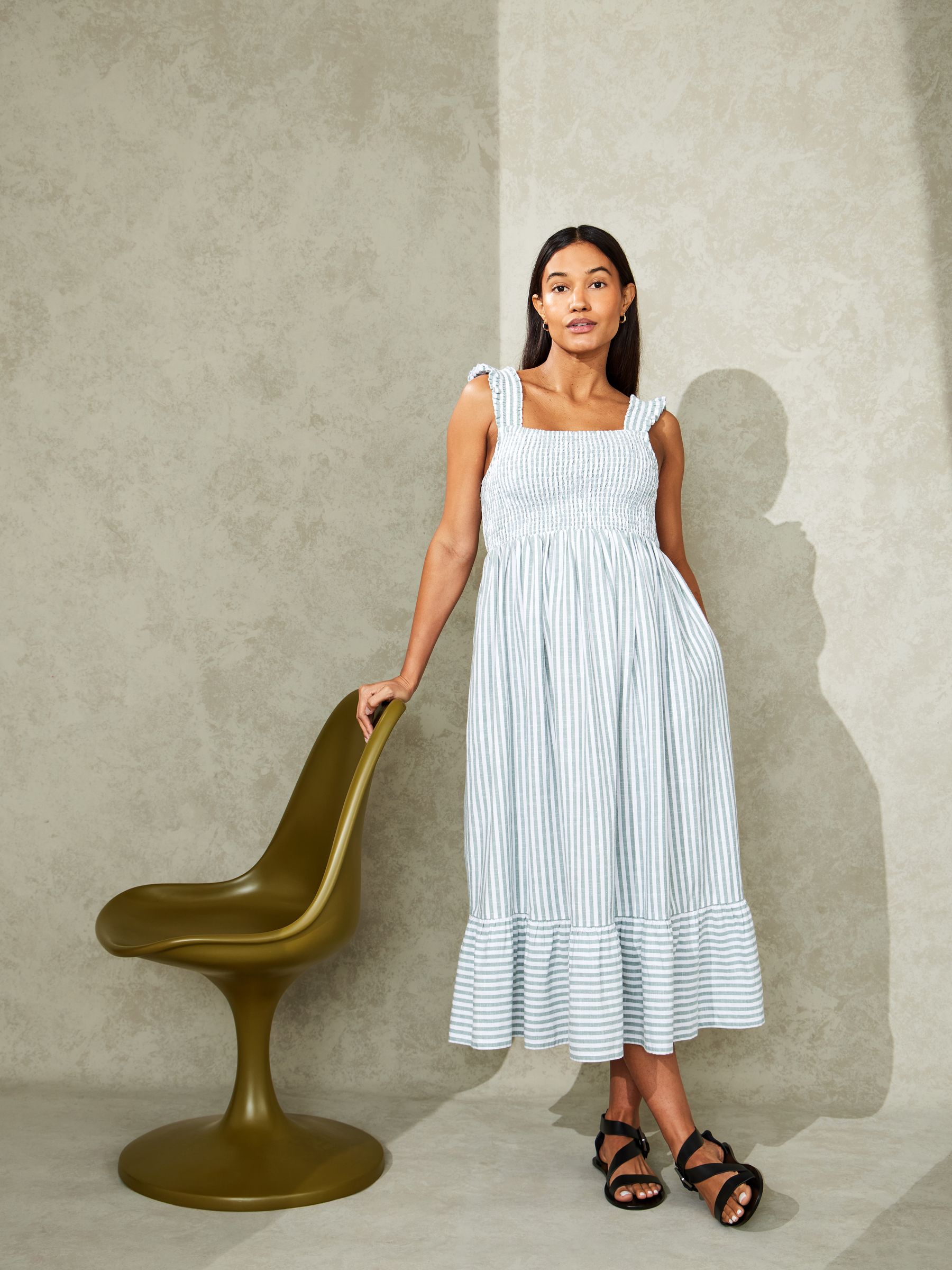 Delta Usmc Gingham Dress Seersucker Midi Dress Buy JoJo Maman Bb Sage  Green Stripe Sleeveless Shirred