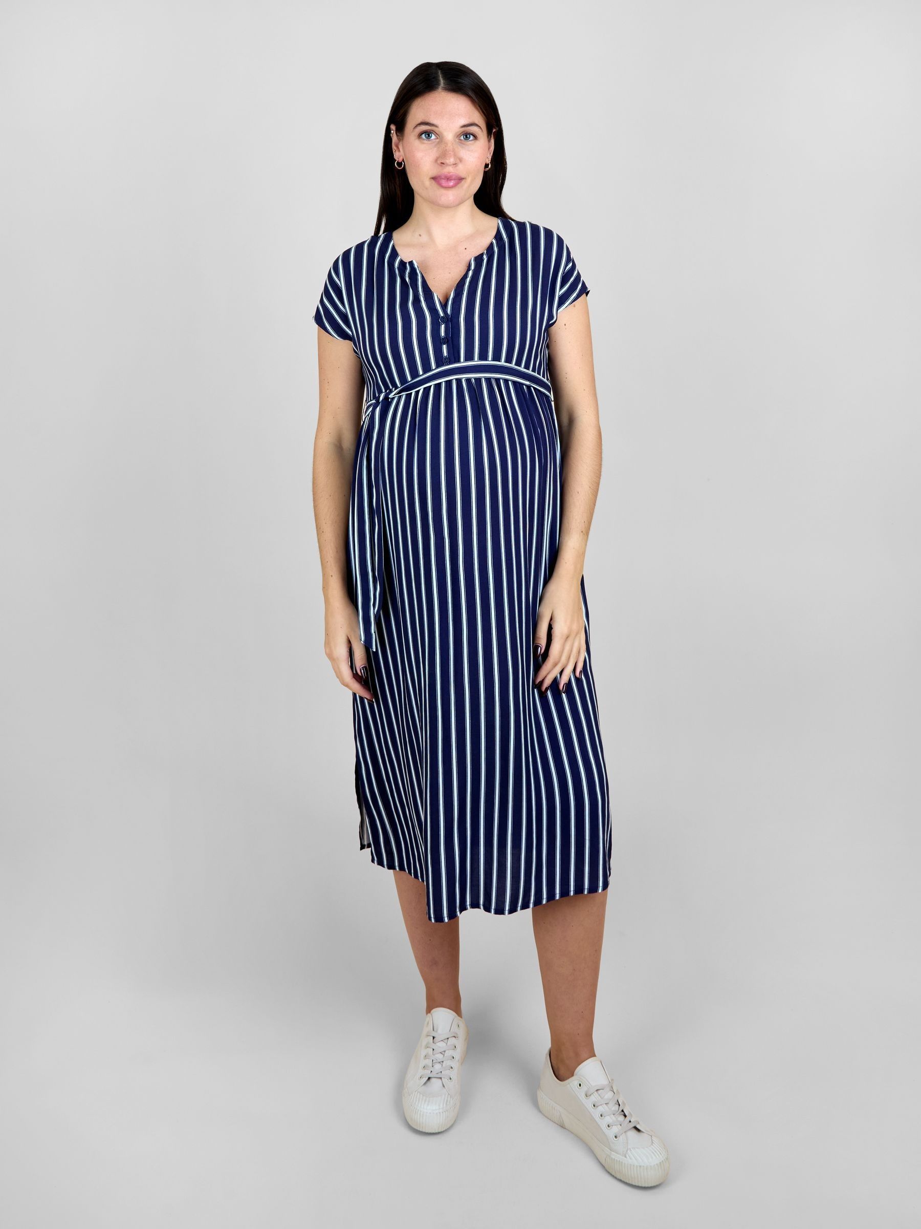 Jojo Maman Bébé Women's Blue Button Front Maternity Midi Dress