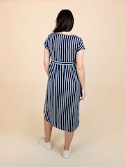 JoJo Maman Bébé Blue Button Front Maternity Midi Dress - Image 2 of 5