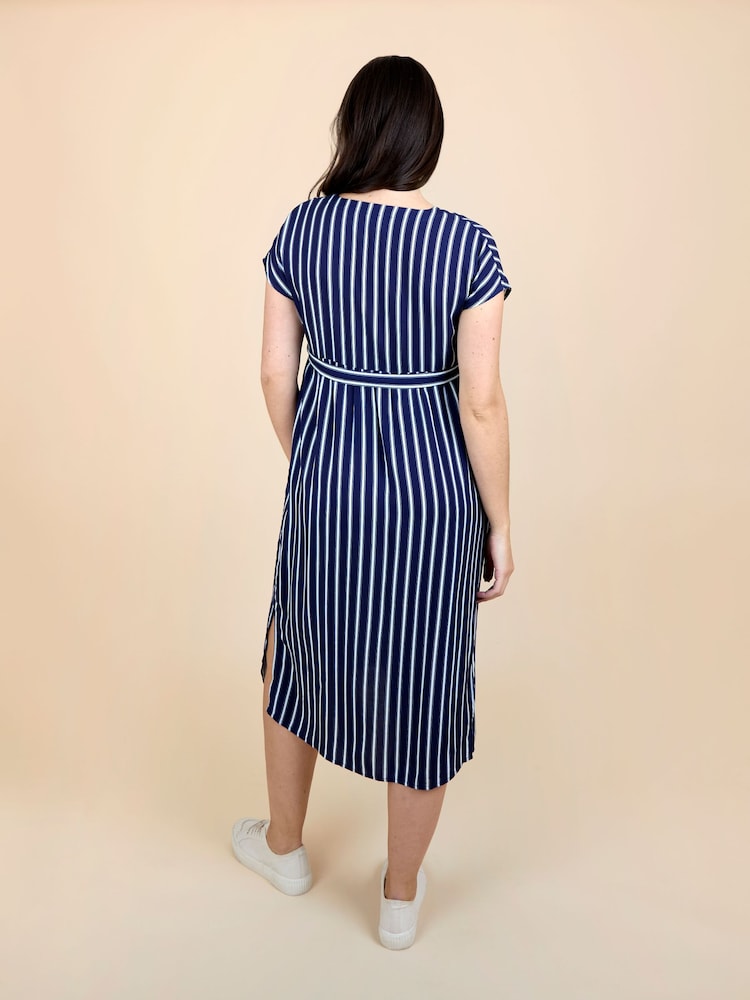 JoJo Maman Bébé Blue Button Front Maternity Midi Dress - Image 2 of 5 JoJo Maman Bébé Blue Button Front Maternity Midi Dress - Image 2 of 5