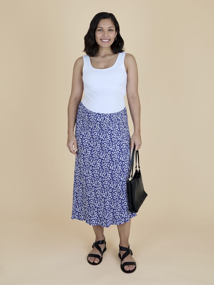 JoJo Maman Bébé Navy Blue Floral Midi Skirt - Image 1 of 6