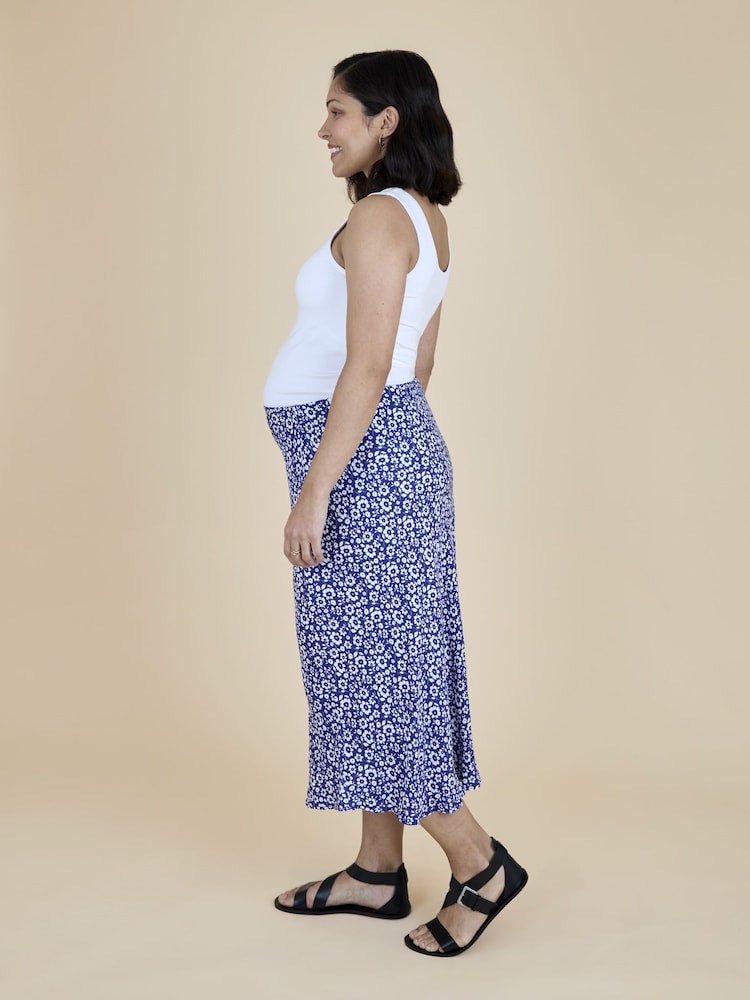 JoJo Maman Bébé Navy Blue Floral Midi Skirt - Image 2 of 6