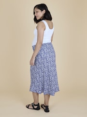 JoJo Maman Bébé Navy Blue Floral Midi Skirt - Image 3 of 6
