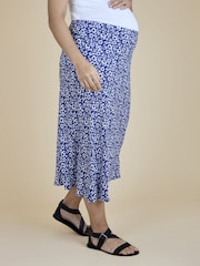 JoJo Maman Bébé Navy Blue Floral Midi Skirt - Image 4 of 6