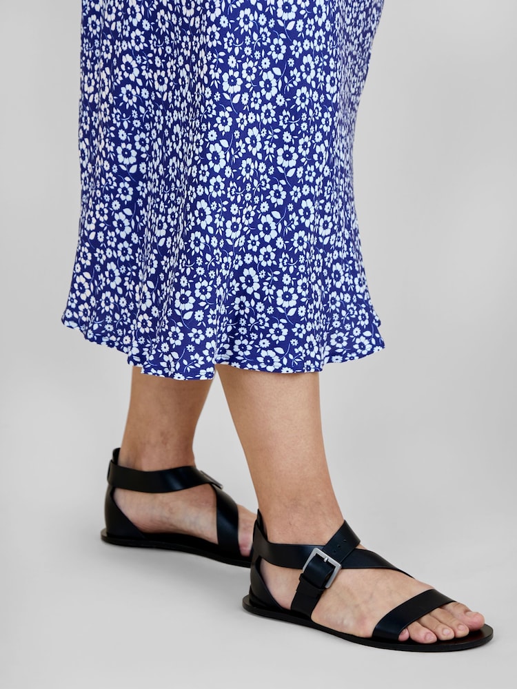JoJo Maman Bébé Navy Blue Floral Midi Skirt - Image 5 of 5
