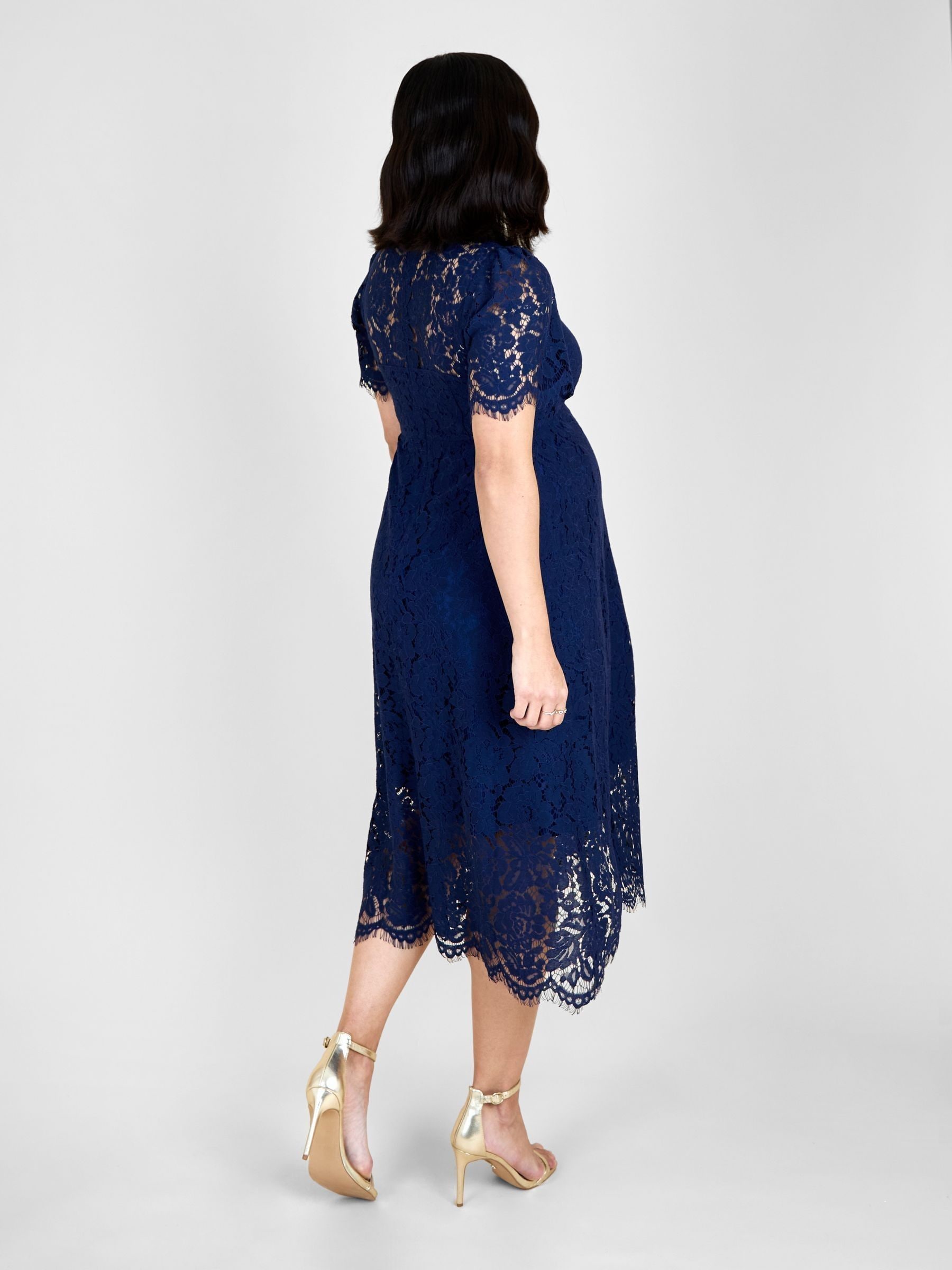 Buy JoJo Maman Bébé Navy Blue Short Sleeve Lace Midi Dress from