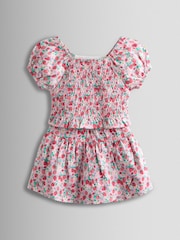 JoJo Maman Bébé Pink Smocked Cap Sleeve Top & Skort Set - Image 1 of 7