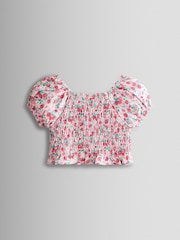 JoJo Maman Bébé Pink Smocked Cap Sleeve Top & Skort Set - Image 3 of 7