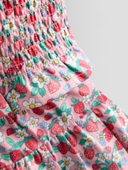 JoJo Maman Bébé Pink Smocked Cap Sleeve Top & Skort Set - Image 6 of 7