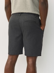 Charcoal Grey Regular Fit Plain Front Smart Shorts 2 Pack - Image 2 of 9