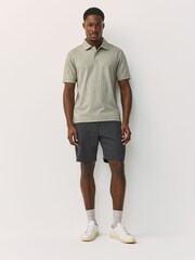 Charcoal Grey Regular Fit Plain Front Smart Shorts 2 Pack - Image 3 of 9