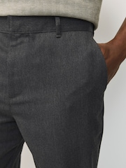 Charcoal Grey Regular Fit Plain Front Smart Shorts 2 Pack - Image 4 of 9