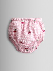 JoJo Maman Bébé Pink Cherry Embroidered Scalloped Baby Dress & Hat Set - Image 4 of 10