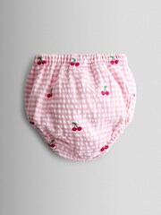 JoJo Maman Bébé Pink Cherry Embroidered Scalloped Baby Dress & Hat Set - Image 5 of 10