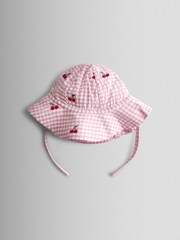 JoJo Maman Bébé Pink Cherry Embroidered Scalloped Baby Dress & Hat Set - Image 7 of 10