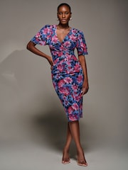 Jolie Moi Pink Angel Sleeve Mesh Bodycon Dress - Image 6 of 6