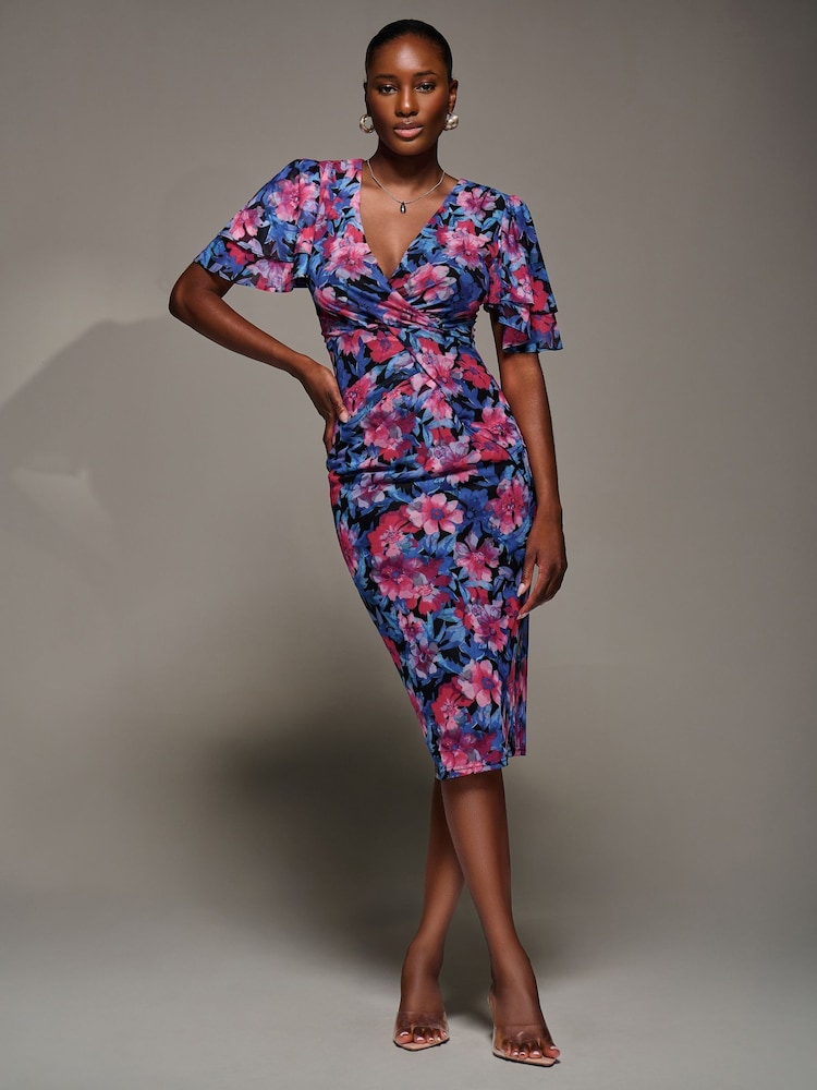 Jolie Moi Pink Angel Sleeve Mesh Bodycon Dress - Image 6 of 6 Jolie Moi Pink Angel Sleeve Mesh Bodycon Dress - Image 6 of 6