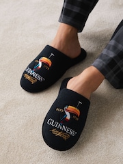Black Guinness Towelling Mule Slippers - Image 1 of 2
