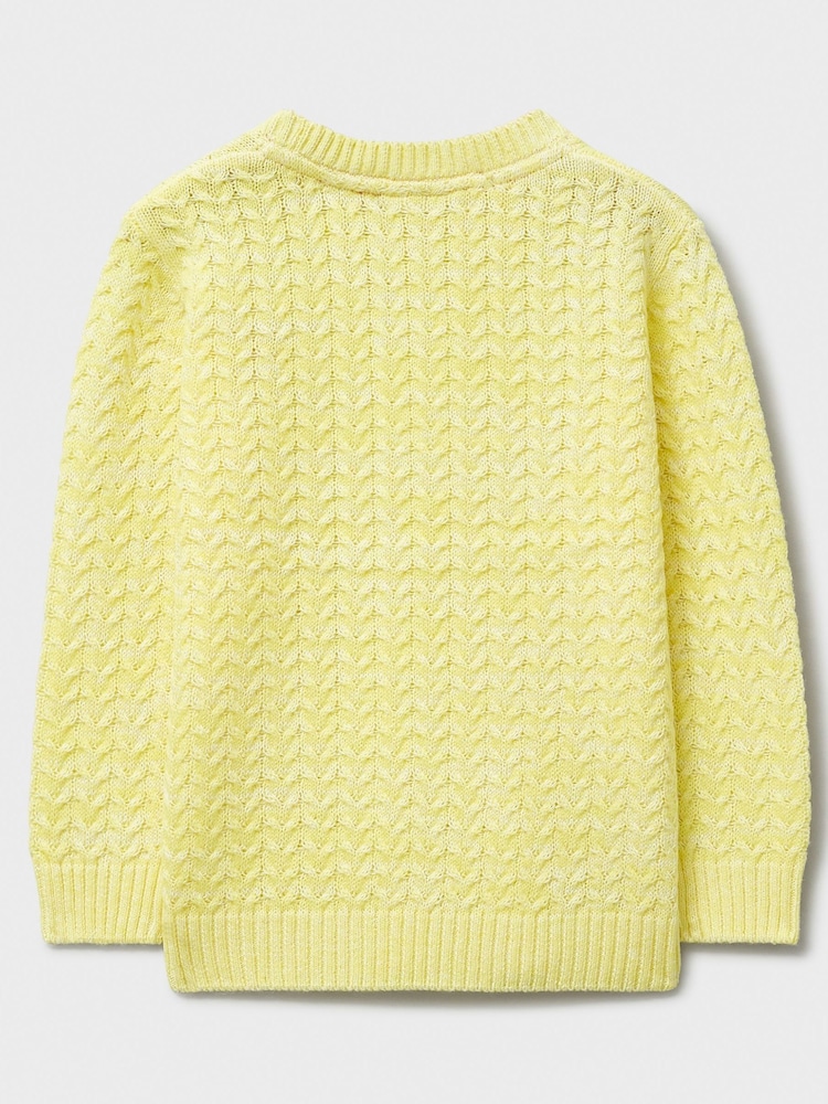 Crew Clothing Yellow Twist Yarn Cable Knit Jumper - Image 2 of 3