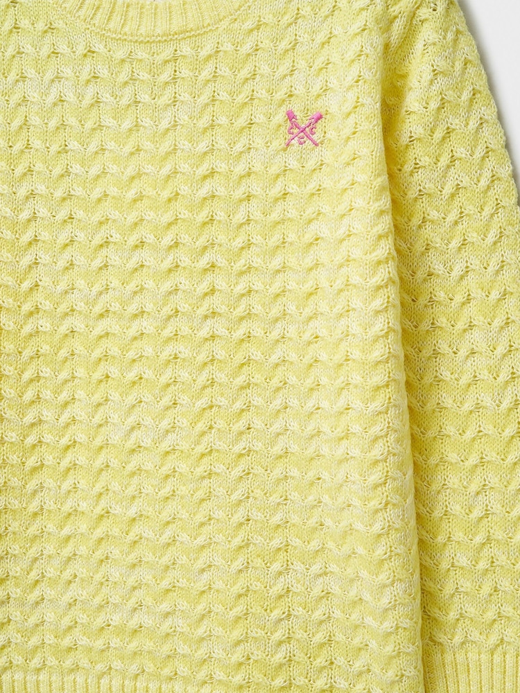Crew Clothing Yellow Twist Yarn Cable Knit Jumper - Image 3 of 3
