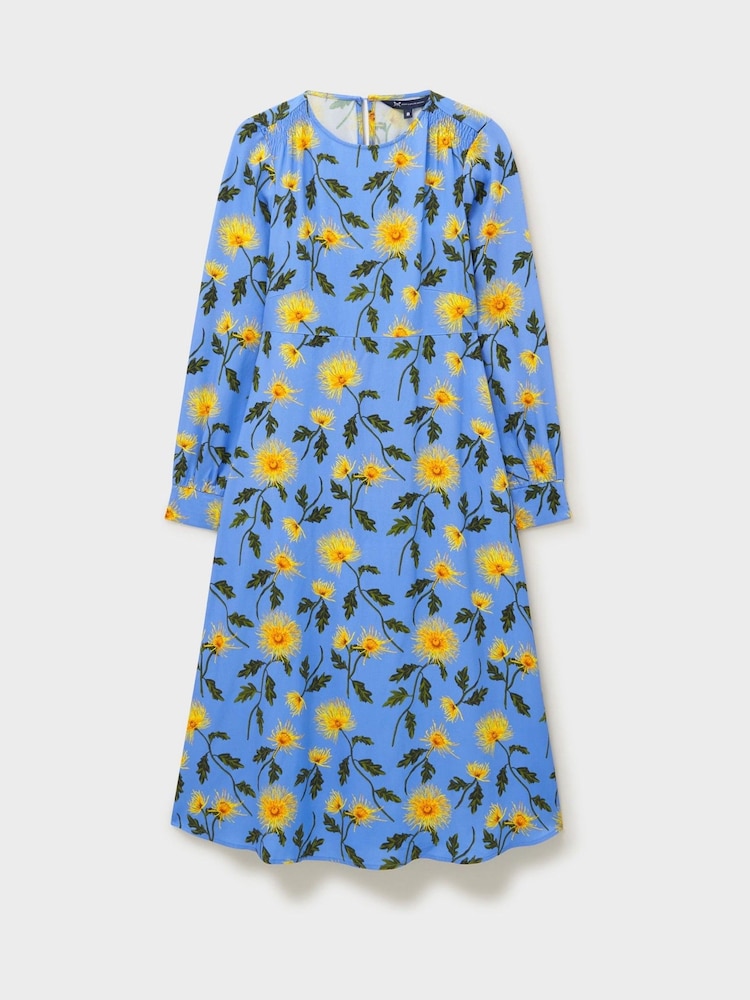 Crew Clothing Company Blue Nala Shirred Midi Dress - Image 5 of 5