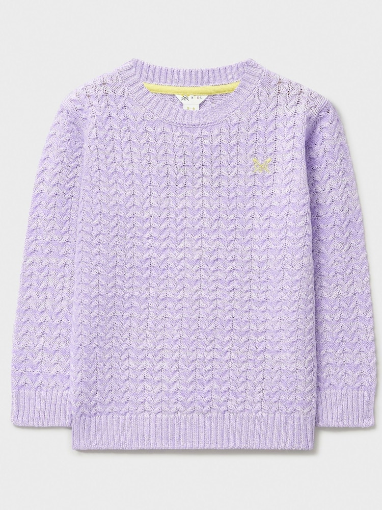 Crew Clothing Purple Twist Yarn Cable Knit Jumper - Image 1 of 3