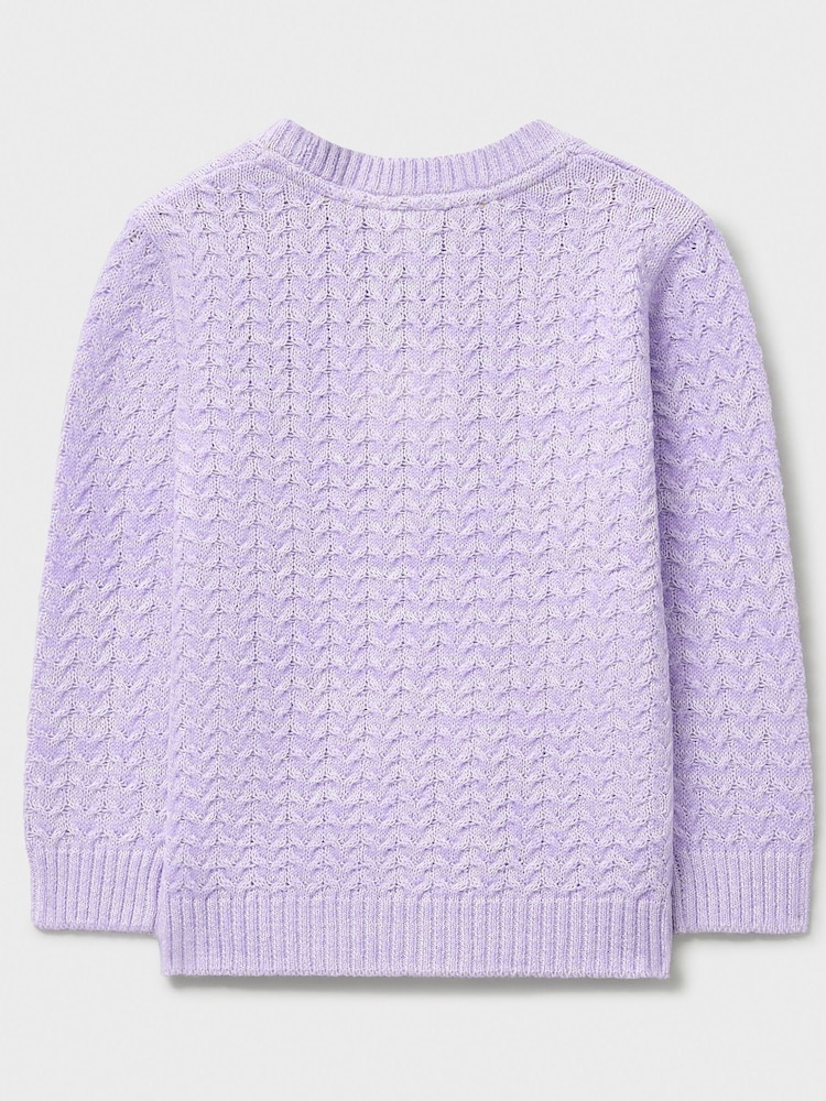 Crew Clothing Purple Twist Yarn Cable Knit Jumper - Image 2 of 3