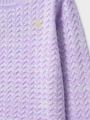 Crew Clothing Purple Twist Yarn Cable Knit Jumper - Image 3 of 3