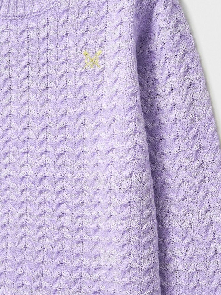 Crew Clothing Purple Twist Yarn Cable Knit Jumper - Image 3 of 3