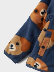 Name It Blue Bear Printed Zip Through Fleece Jacket - Image 3 of 3