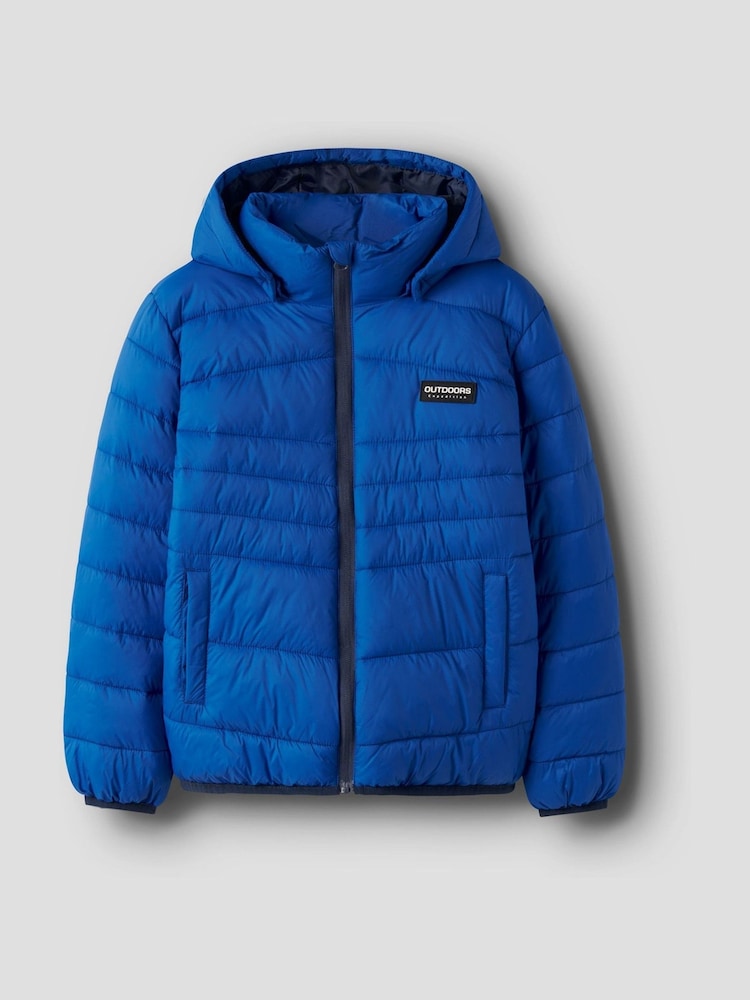 Name It Blue Hooded Puffer Jacket - Image 1 of 4 Name It Blue Hooded Puffer Jacket - Image 1 of 4