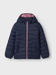 Name It Blue Hooded Puffer Jacket - Image 1 of 3