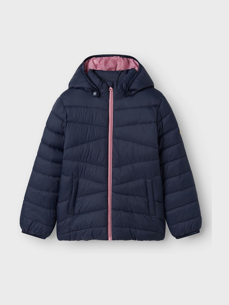 Name It Blue Hooded Puffer Jacket - Image 1 of 3 Name It Blue Hooded Puffer Jacket - Image 1 of 3