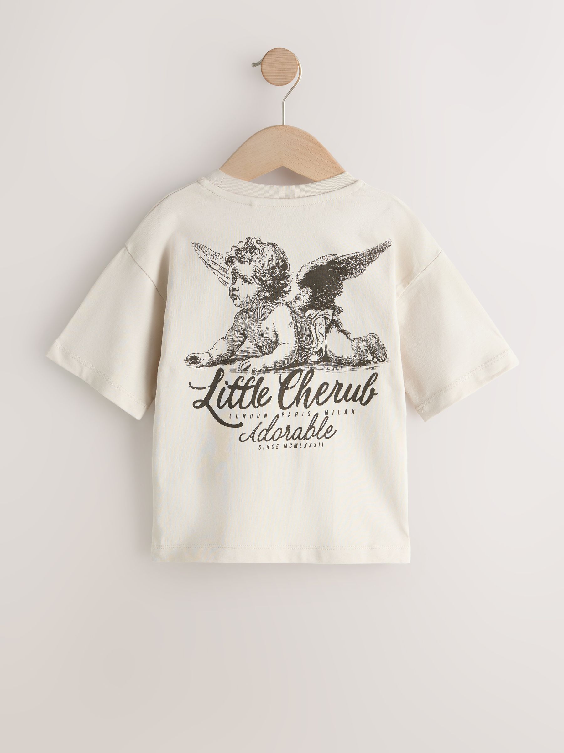 Buy Stone Little Cherub Short Sleeve Back Print T-Shirt (3mths