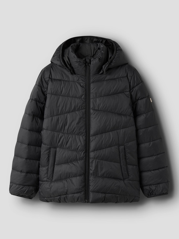 Name It Black Hooded Puffer Jacket - Image 1 of 4 Name It Black Hooded Puffer Jacket - Image 1 of 4