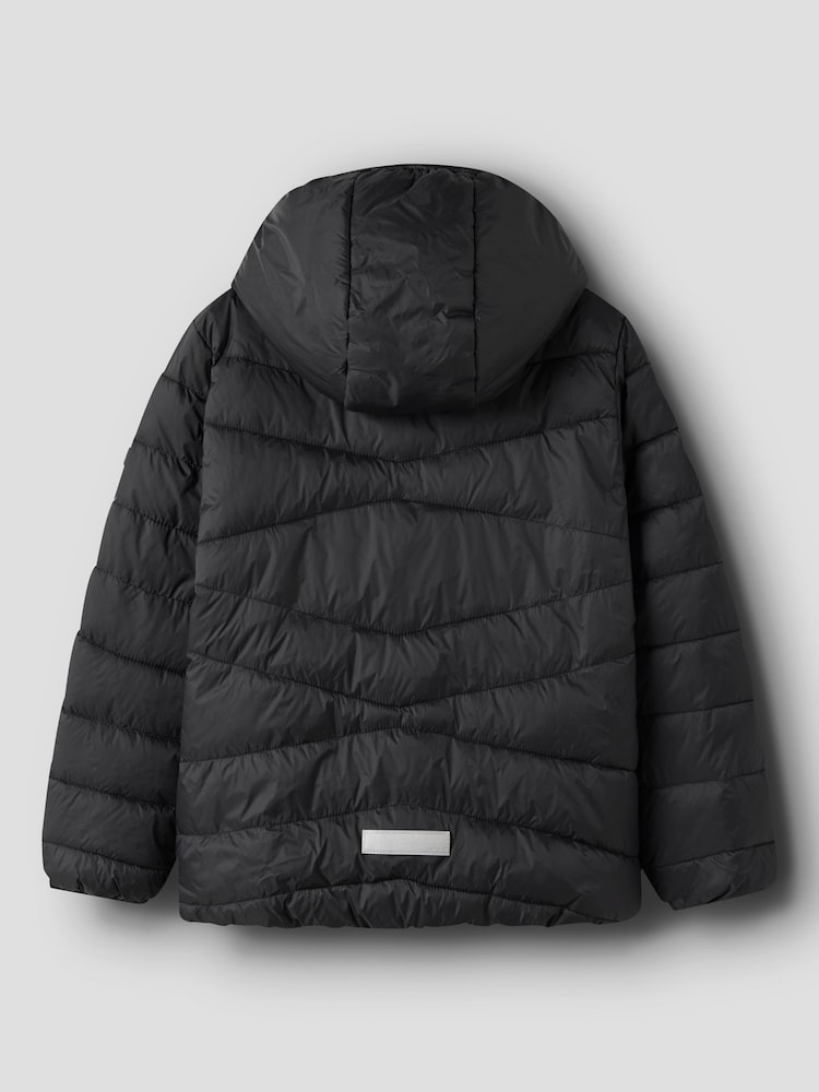 Name It Black Hooded Puffer Jacket - Image 2 of 4 Name It Black Hooded Puffer Jacket - Image 2 of 4