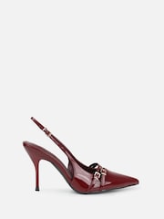 Simmi London Red Marika Buckle Detail Slingback Courts - Image 3 of 5