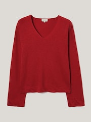 Jigsaw Red Linen Cotton Twist Hem Jumper - Image 1 of 1