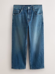 Mid Blue Crosshatch Baggy Fit Classic Stretch Jeans - Image 1 of 5