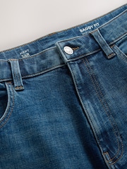 Mid Blue Crosshatch Baggy Fit Classic Stretch Jeans - Image 3 of 5