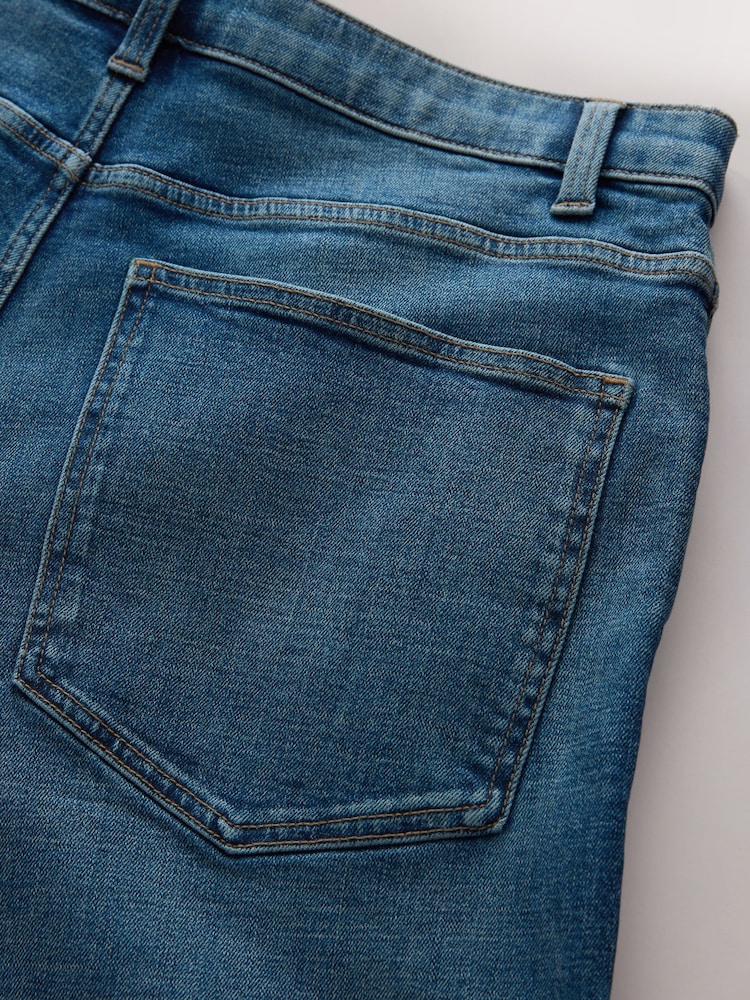 Mid Blue Crosshatch Baggy Fit Classic Stretch Jeans - Image 5 of 5 Mid Blue Crosshatch Baggy Fit Classic Stretch Jeans - Image 5 of 5