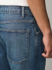 Mid Blue Crosshatch - 經典彈力牛仔褲 - 圖片 6/11