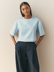 Zils - Nothing Ordinary Oversized Logo Pure Cotton T-Shirt - Attēls 2 no 4