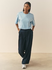 Zils - Nothing Ordinary Oversized Logo Pure Cotton T-Shirt - Attēls 3 no 4