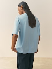 Zils - Nothing Ordinary Oversized Logo Pure Cotton T-Shirt - Attēls 4 no 4