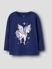 Name It Blue Unicorn Long Sleeve T-Shirt - Image 1 of 2