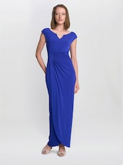 Gina Bacconi Blue Eileen Wrap Maxi Dress - Image 1 of 5