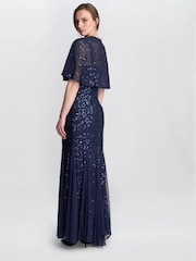 Gina Bacconi Blue Jordan Sequin Beaded Maxi Dress And Jacket - Image 2 of 5