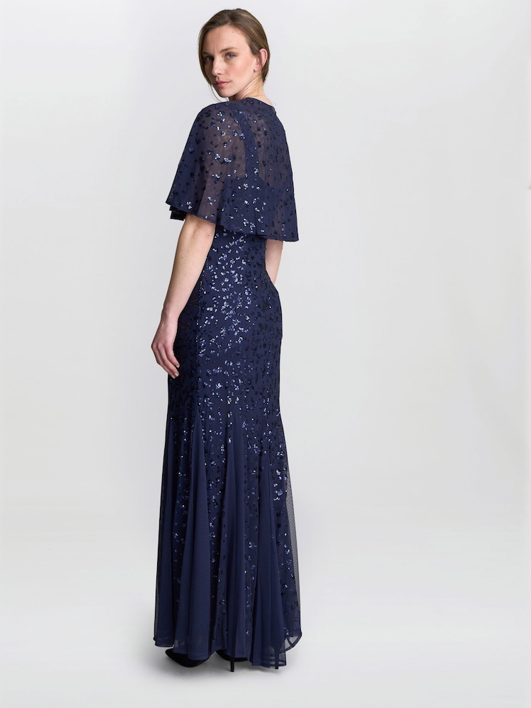 Gina Bacconi Blue Jordan Sequin Beaded Maxi Dress And Jacket - Image 2 of 5
